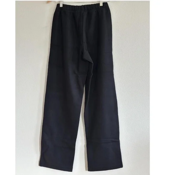 Skims Cotton Fleece Classic Straight Leg Pant in Onyx, Size XXS